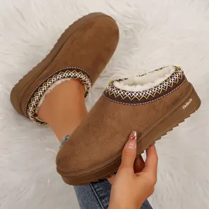 Women's Cotton Slippers Platform Slip-On Boots Short Ankle Boot Fleece Lined Sneakers House slippers For Outdoor Springfresh