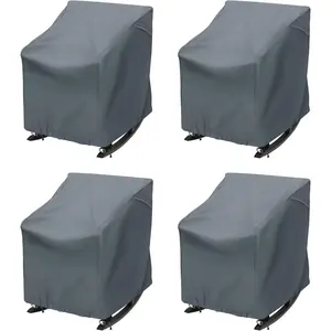 4 Pack Heavy Duty  Patio Swivel Rocking Chair Covers, UV-Resistant  Weather Outdoor Lounge Chair Protectors for Deck, Lawn & Garden Furniture, 27.5" W x 32.5" D x 39" H, Grey