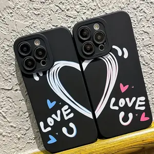 Couple Smartphone Case Set - Red & Blue Heart Puzzle Design Frosted TPU Cover, Protective Accessory with Comfortable Grip for iPhone 17/16/15/14/13/12/11 Pro Max Plus Devices