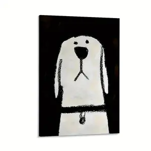 Wooden Frame Canvas Painting Art Oil Painting Prints, Stylish Dog Theme, Modern Wall Painting, Can Be Hung Immediately, Suitable for Office, Living Room, Corridor, Bedroom, Dormitory, Holiday Gifts Beautifully Packaged