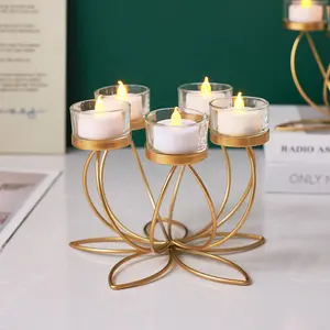 Elegant Metal Candle Holder for Desktop Decor, Vintage Iron Design for Romantic Dinners, Multi-Head Iron Candle Stand, Ideal for Weddings and Anniversaries, Home Decor