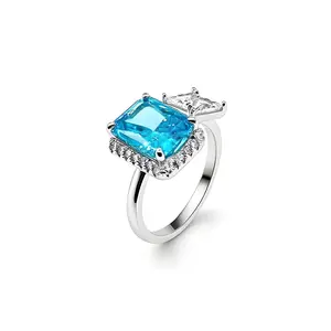 MEIITRUE 14K Gold Plated 5A Cubic Zirconia Rings for Women, Open Adjustable Luxury Sparkle Statement Jewelry