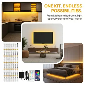 8-Pack RGB LED Strip Lights (1.6ft x 8), Bluetooth App Control Color Changing TV Backlight, Under Cabinet Lighting for Kitchen, Bedroom, Gaming Room Decor, DIY Sync with Music (13.1ft Total) lamps USB Adjustable Display Dimmable Sconces Night