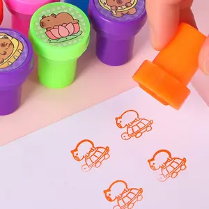 Mini Self-Inking Stamp Set with capybara Pattern, Easy-To-Hold, Colorful, Perfect for Art Crafts, Handcraft & Birthday Parties