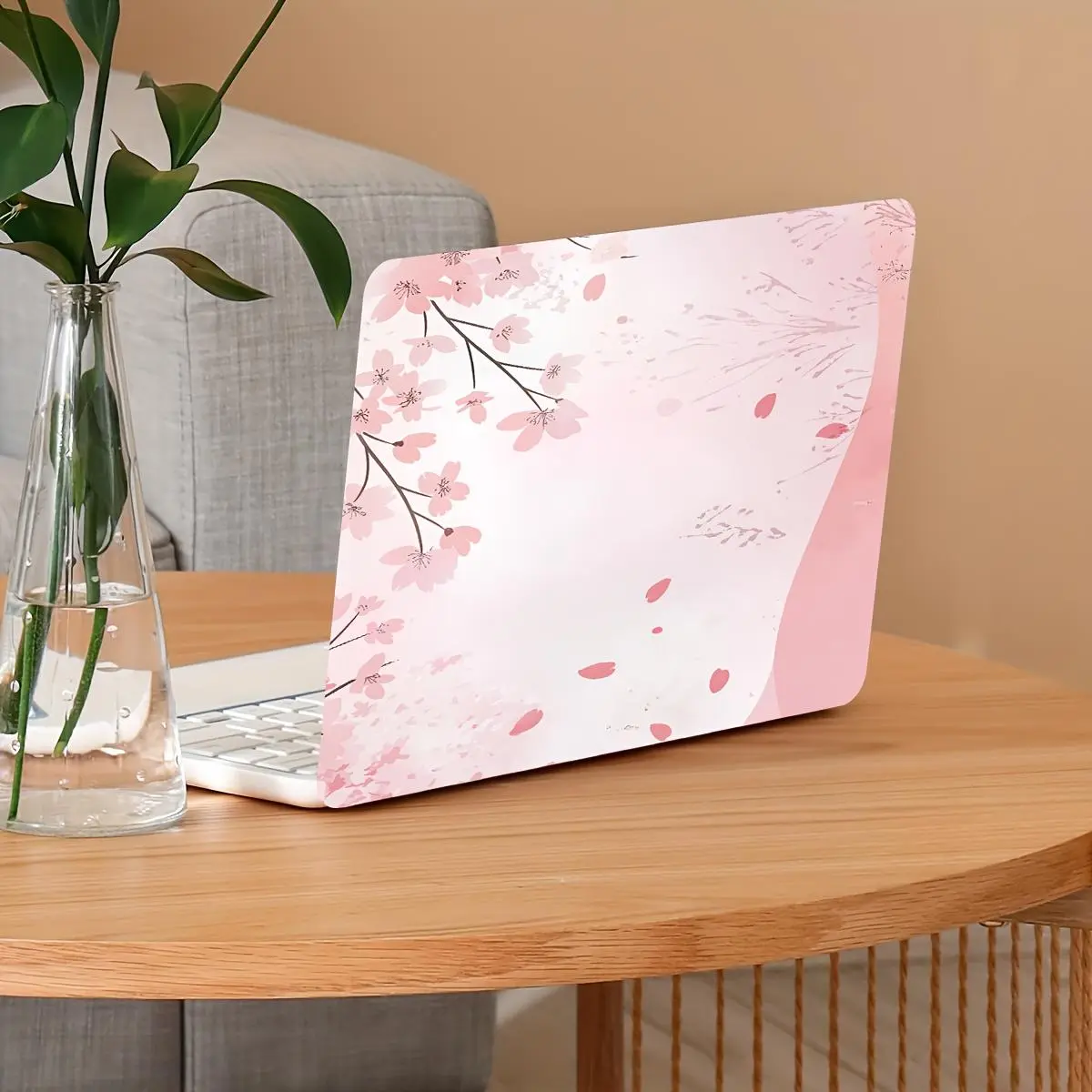 Cherry Blossom Pattern Laptop Sticker, Reusable Waterproof & Anti-scratch Laptop Skin, Universal Laptop Decorative Sticker for Home & Office