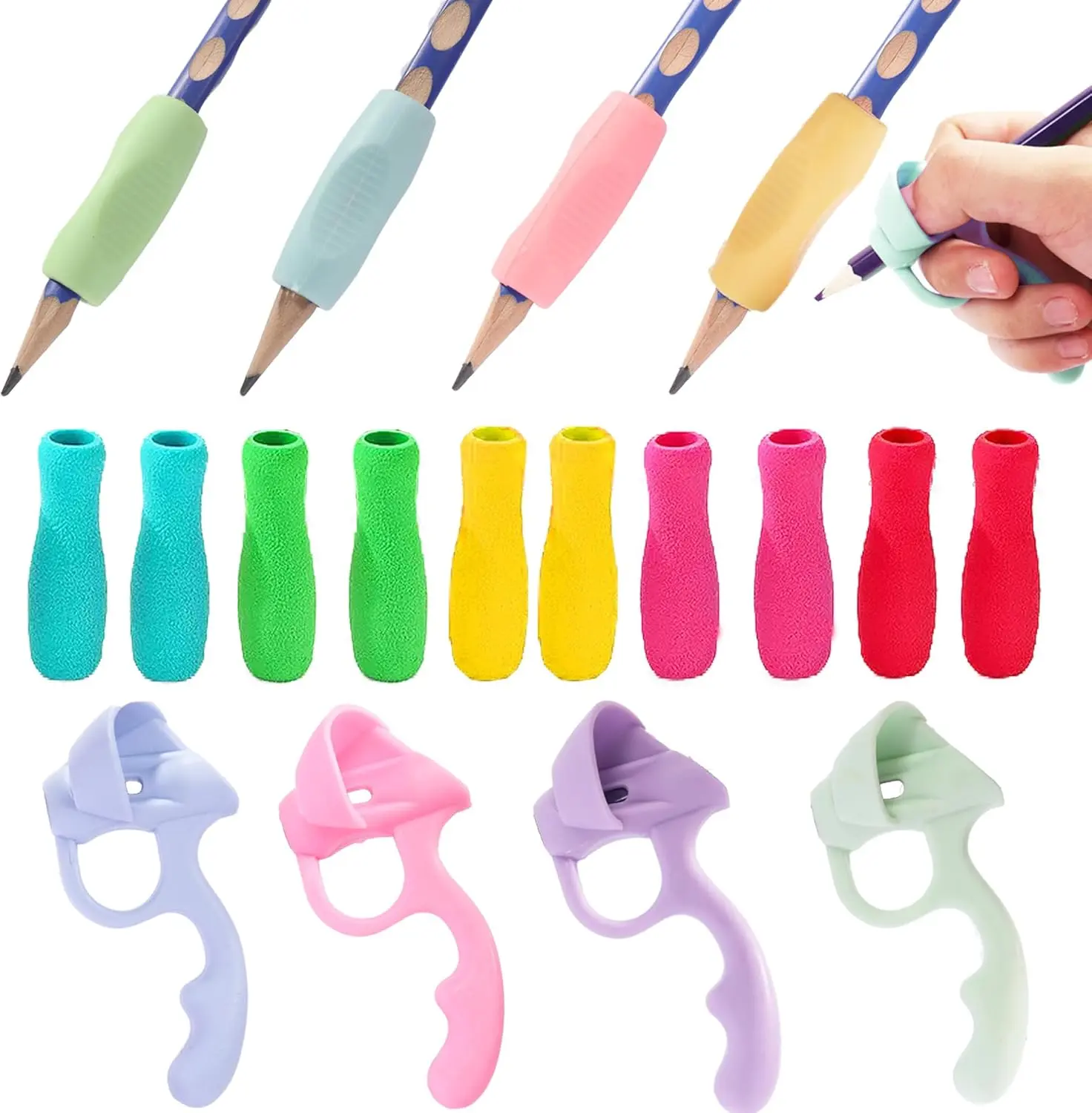 Pencil Grips for  Handwriting,18 Pack  Pencil Grippers Holder Posture Correction for  , Pen Writing Aid Tool for   Students (18 Pack-3 Type)