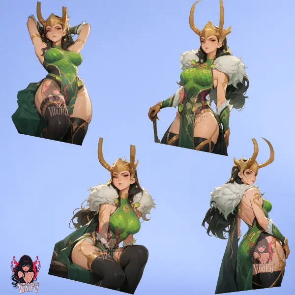 Lady Loki (Rivals) Waifu Stickers - 4 Pack