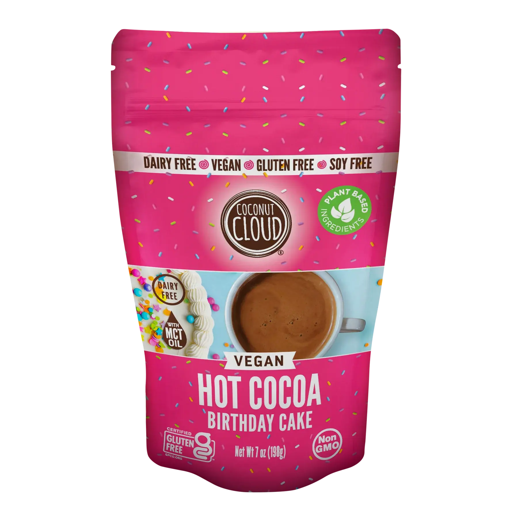 COCONUT CLOUD: Birthday Cake Hot Cocoa - Instant Plant-Based Hot Chocolate, 100% DAIRY-FREE, Vegan, Gluten-Free, Soy-Free, Non-GMO - Beverage