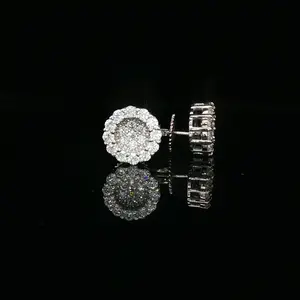 Men's Iced Out Flower Cluster Stud Earrings – 925 Sterling Silver | VVS Moissanite