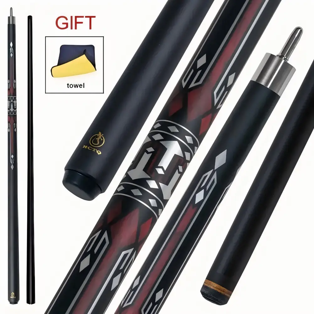 Carbon Fiber Pool Cue Stick HC-2 with Towel Gift 148cm/58.27in Length 12.75mm/0.50in Multi-layer Tip Hot Silvery Pattern Craft For Pool/Chinese Ball Billiards