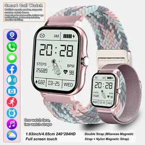 Fashionable smart women's watch, wireless calling/dialing, wireless music, message reminders, pedometer, multiple sports modes, smart wearable device, connects to smartphone, suitable for iPhone/Android, gift for meeting, performance reward gift