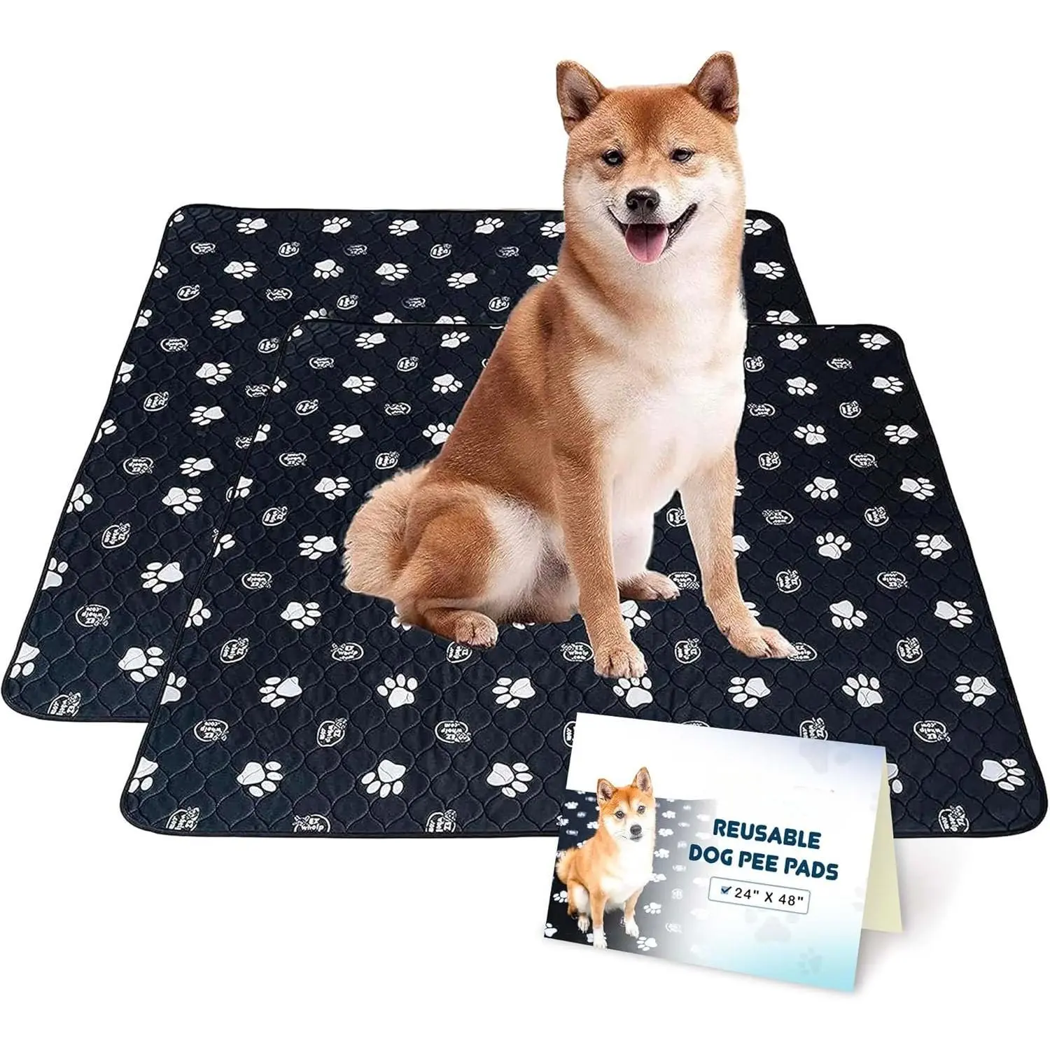 Pee Pads, Washable  Mats for  Potty  or Whelping Pads, 24x48 Inch, 2 Pack