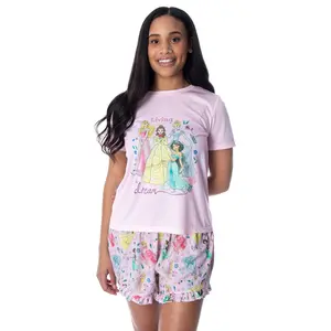 Disney Princess Women's Living The Dream Shirt and Shorts Loungewear Pajama Set