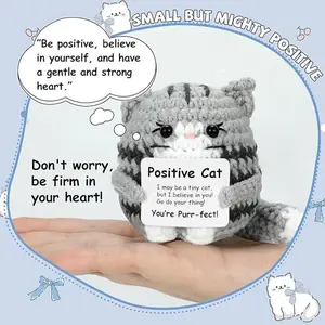 Mini Funny Positive Crochet Animals Gifts, Emotional Cheer Support Inspirational Gift for Women Men Friends Coworkers, Cute Cat Bee Handmade Knitted Animal Doll for Decoration, You're gonna!