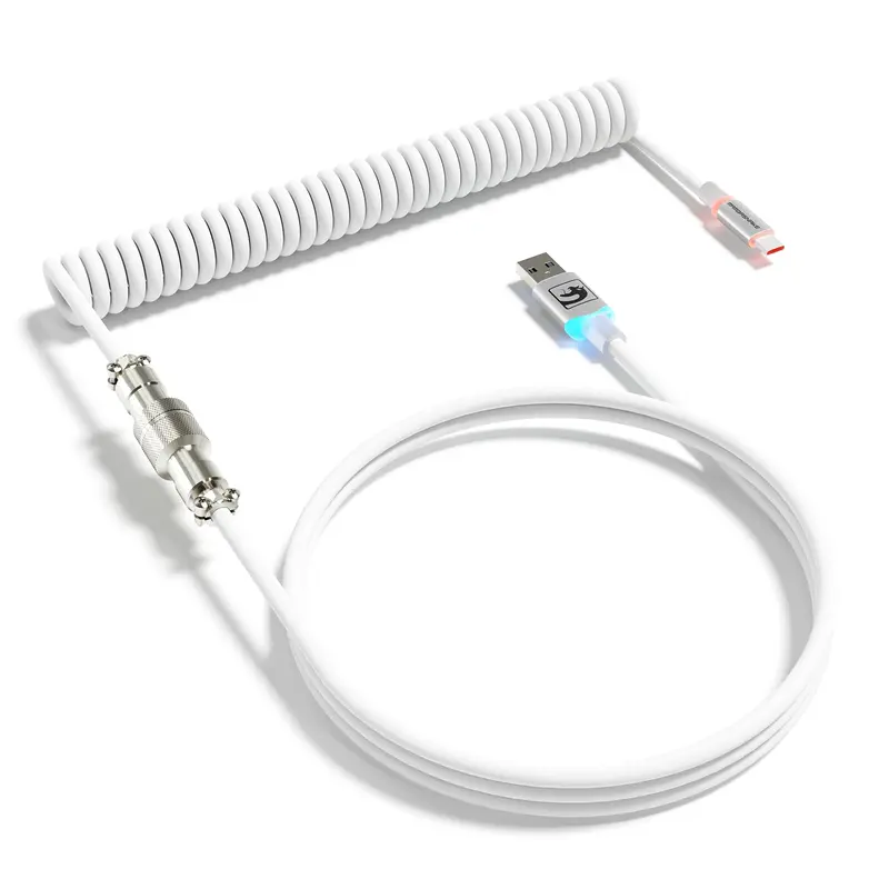 MAMBASNAKE C01 Ultra RGB Coiled Keyboard Cable Cord, Pro Custom USB-C Detachable Aviator Cable for Gaming Keyboards, Gaming PC Accessories, Computer Accessories, Stable Dual-sleeved Design, 2m Type-C to USB-A Hyper-speed, Type C Wired, Type C Cables