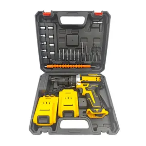 Cordless Drill Set, 21V Power Drill with 2 Battery and Charger,25+3 Torque Setting Electric Drill with 56 Acessories, Built-in 3/8'' Keyless Chuck, LED Light, Max 398 in/lb Electric Screwdriver