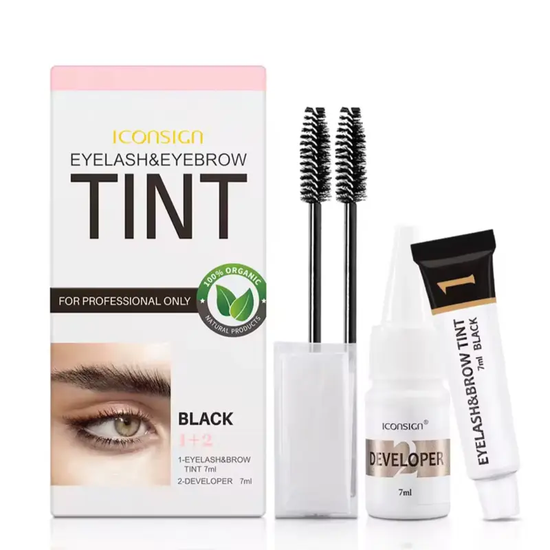 Flawless Multicolor Eyelash & Eyebrow Dye Tint Kit - Brow Enhancer, Mascara, Lift Tinting Tool for Daily Eye Makeup, Enhances Look of Eyes/Brows