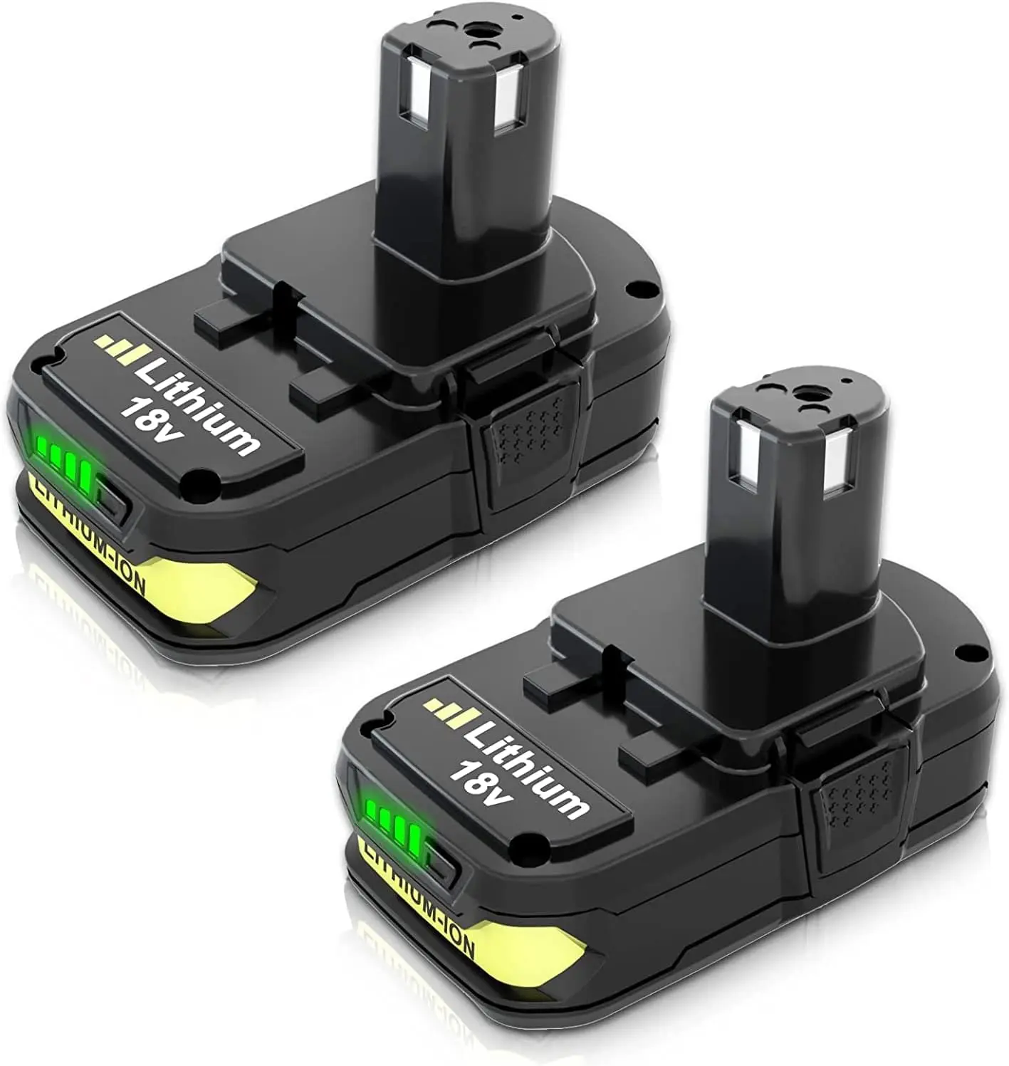 2-Pack 18V 3.0Ah Rechargeable Replacement Lithium Batteries for Ryobi P102 Cordless Power Tools, Blowers, String Trimmers, Rechargeable Battery