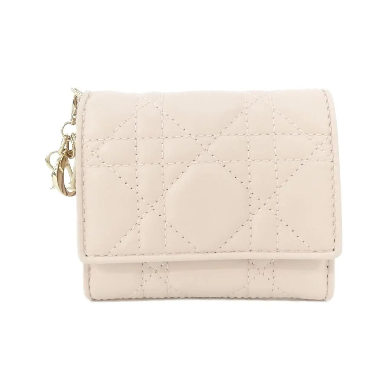 Pre-owned Dior Lambskin Small Leather Goods Christian Lady Wallet Limited
