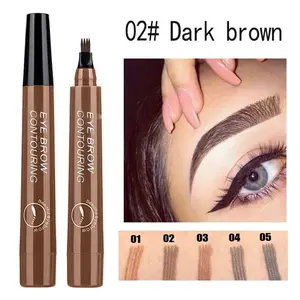 Microblading Eyebrow Tattoo Pen Waterproof 4 Fork Tip Long Lasting Professional Fine Sketch Enhance Stencil Eye Brows Pencil Cosmetic Makeup