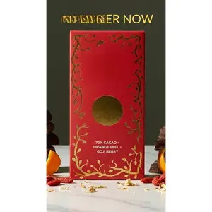 Dark Chocolate + Orange Peel + Goji Berry + Edible Gold - 72% Cacao Functional Chocolate Bar for Prosperity & Health - Vegan, Gluten-Free, Non-GMO Gift