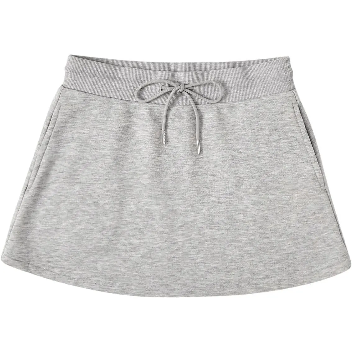 Casual Sweat Mini Skirt for Female, Mid Waist Drawstring Design with Pockets for Everyday Leisure Wear, Mini Length, Everyday Wear, Mid Rise