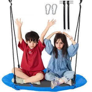 VEVOR Tree Swing,  40 Inch Saucer Swing, 750lbs Weight Capacity, 900D Oxford Fabric Swing Seat with 2 Tree Hanging Straps and Adjustable Multi-Strand Ropes, Round Swing for Kids Outdoor, Blue