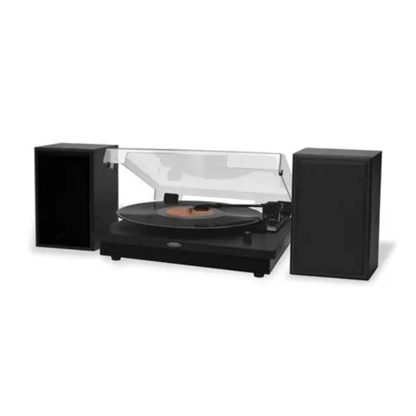 Jensen JEN-JTA-315 3-Speed Metal Digital Stereo Turntable - 120V AC Single Unit Music Setup with Bluetooth, MP3 Support, Pitch Control, 10 lbs Black Speakers for Mobile Phones & Electronics
