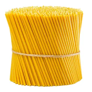 Pack of 50 Pure Beeswax Thin Taper Candles 6.3"x0.2" Orthodox Church Pack of 50 Smokeless Low Drip Natural Honey Scent Slim Candles