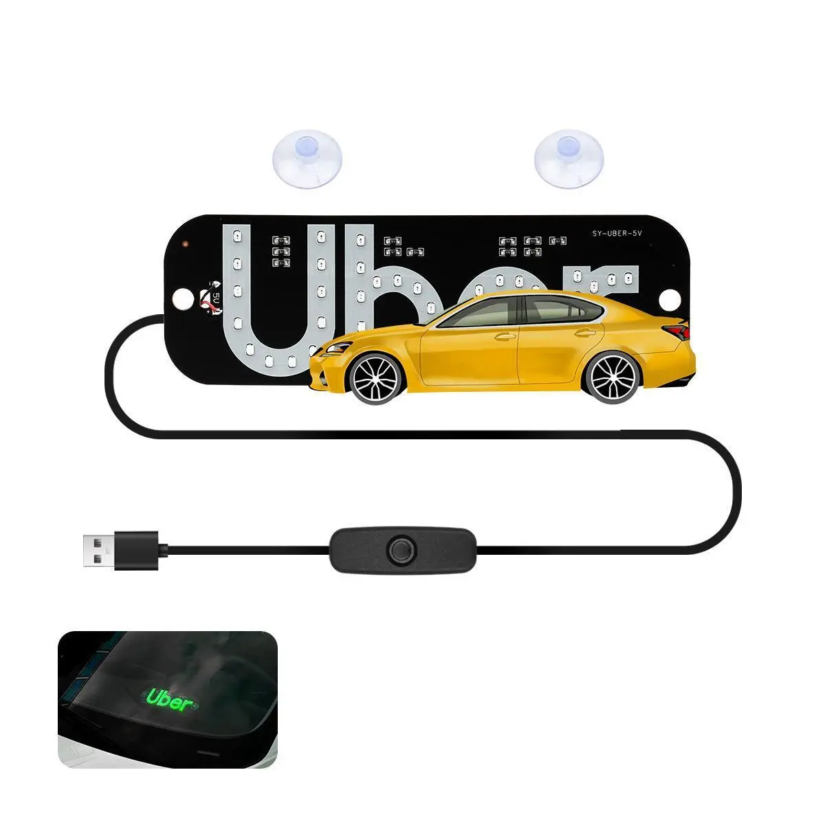 New Taxi LED Indicator Light USB for U-BER Car Identification Light 6V/12V Condition for Retrofit Use
