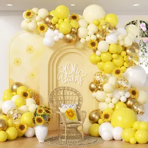Yellow Bee Balloon Arch Kit with Metallic Gold, Yellow & White Balloons for Party Decorations