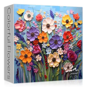 Colorful Flower Puzzles for Adults, Mosaic Plant Floral Puzzle Art, Spring Flower Garden Jigsaw Puzzles 1000 Pieces Painting
