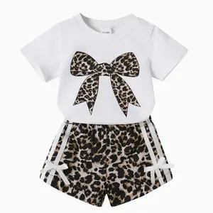 SummerVibesToddler Infant Baby Girls Summer Outfits Leopard Print Short Sleeve Pocket T-Shirt Tops Pants Clothes Sets tiktokshopspringglowup Newborn Gift Set
