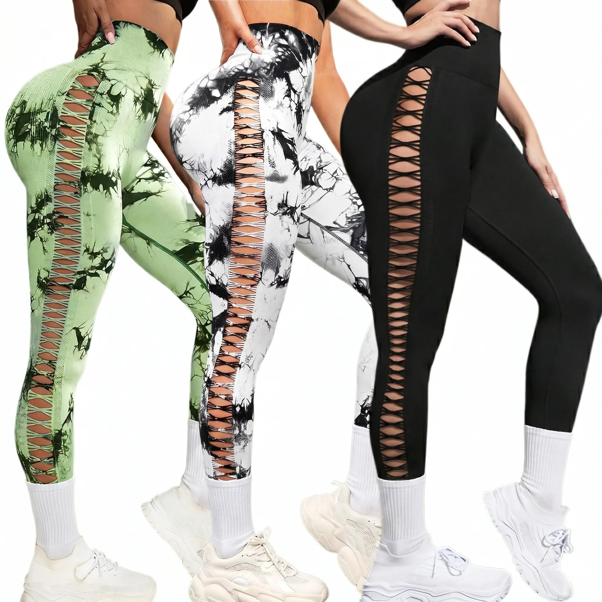 3 Pieces High Waist Fitness Leggings for Women, Elastic Soft Yoga Pants for Women, Abdominal Control Exercise Exercise Leggings Stretch Fabric Activewear Breathable Sporty Bottoms