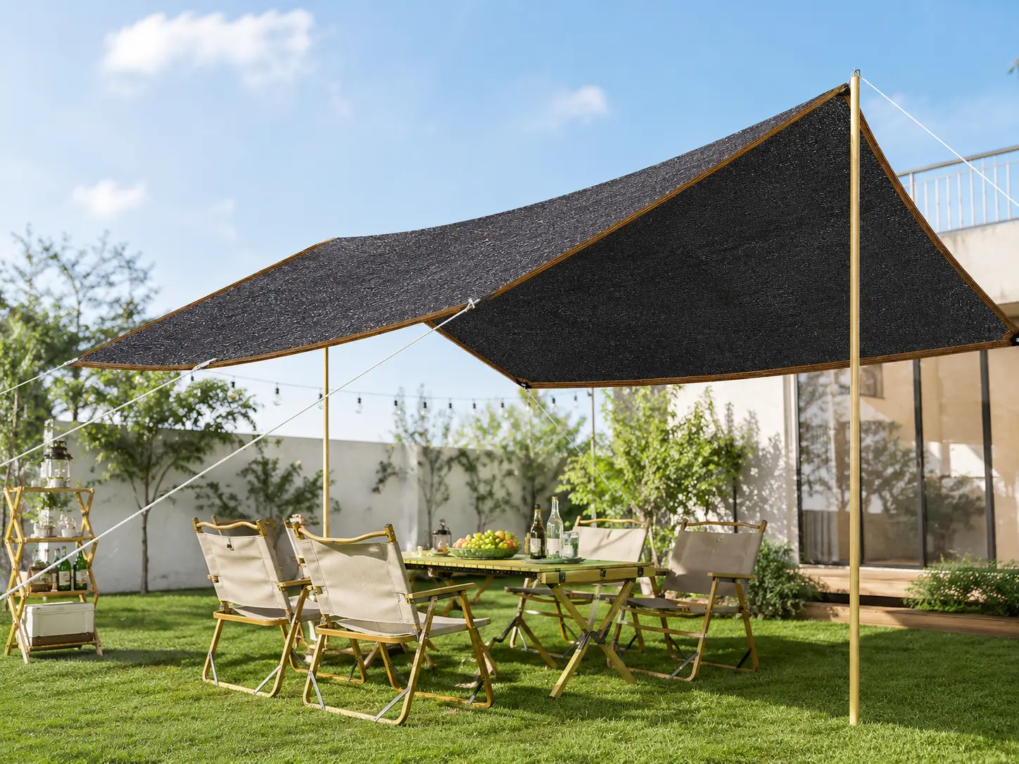 Lockstitch Durable Black 70% Sunblock Polyethylene Mesh Shade Cloth, UV-Resistant Canopy, Ventilated Breathable Fabric, Metal Grommets for Smoother Setup, Airflow-Stay-Open Design for Outdoor Patio, Cooler Greenhouse & Kennel Cover, Ventilated Canopy