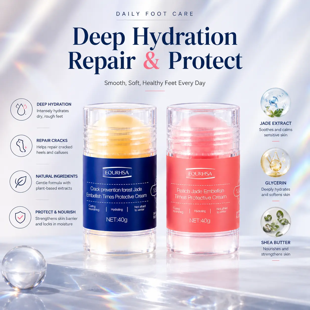 Buy 1 Get 1 FREE | Deep Moisturizing Foot Care Cream – Anti-Crack, Nourish & Soften Dry, Cracked Heels, Remove Dead Skin treatment
