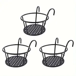 Hanging Plant Basket, 3 Counts/set Metal Planting Basket with Hook, Detachable Hanging Plant Basket for Balcony, Fence or Brick Wall