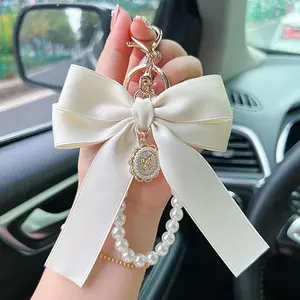 Faux Pearl Decor Beaded Keychain for Women & Girls, Wristlet Keychain, Fashion Accessories for Daily Life As Gift, for Fall, Car Accessories