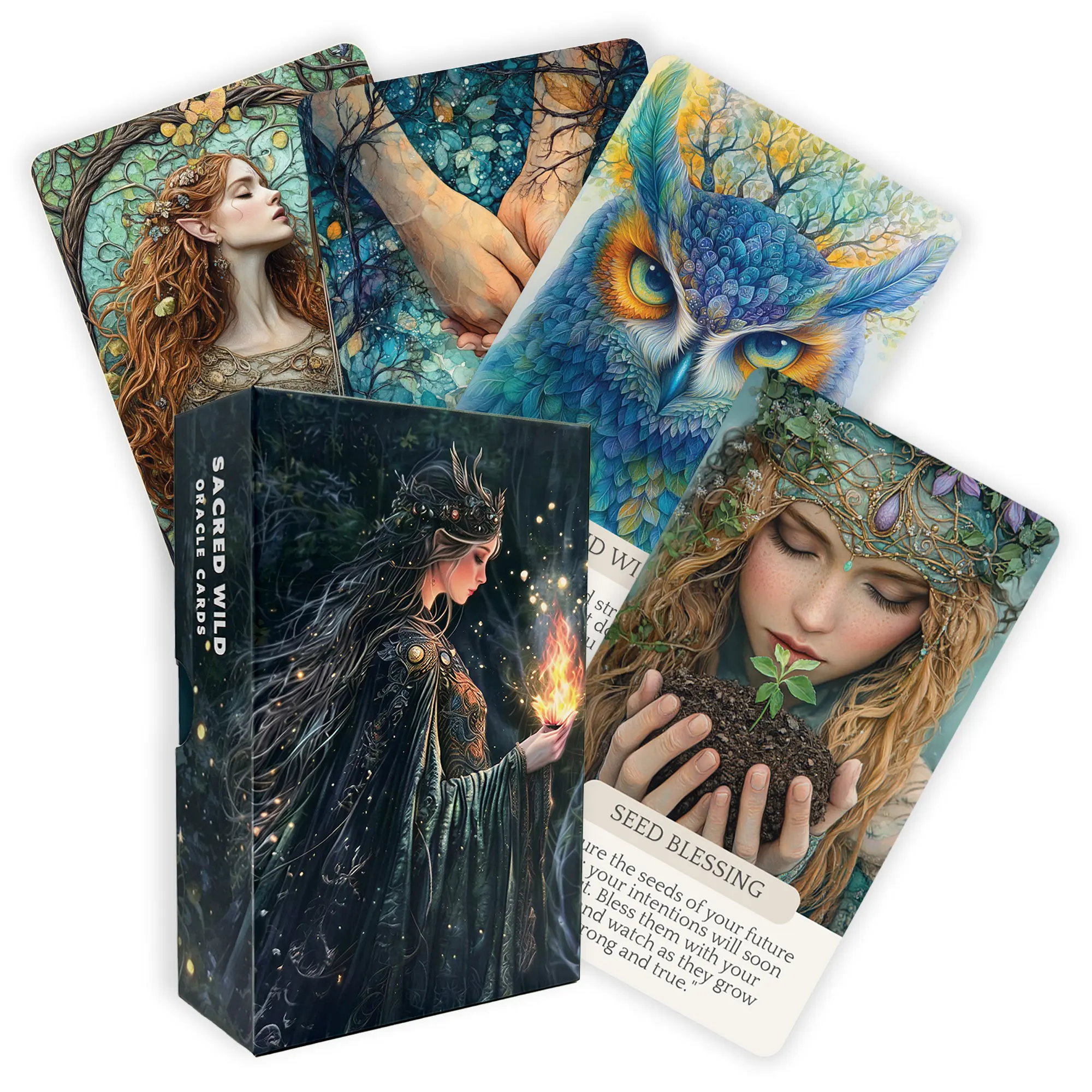 50Pcs Sacred Wild Spell Tarot Cards with Keywords, Intuitive Nature Witchcraft Deck for Daily Manifestation & Self-Care, Spiritual Aesthetic Room Decor, Ideal Witchy Gift for Women