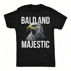 Mens Cotton T-shirt Funny Bald and Majestic Sarcastic Eagle Graphic Novelty Tee for Men Vintage Fashion Gift Classic Menswear Animal Short Sleeve Navy  Women