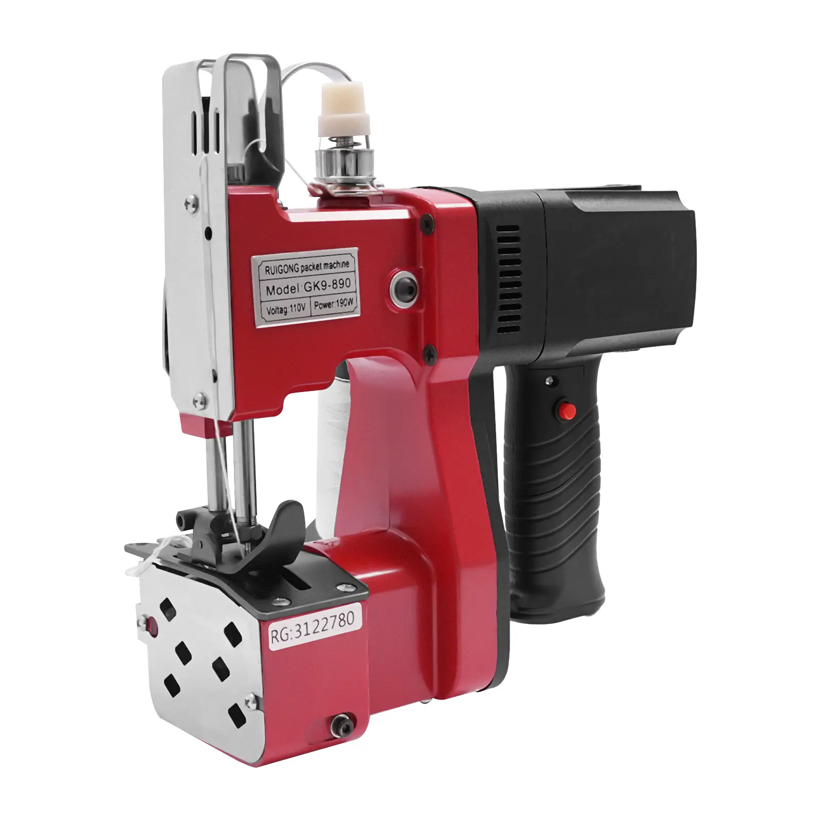 Handheld Sewing Machine, 190W Portable Bag Sealer with 6mm Capacity, Sewing Tools Included for Warehouse & Farm Logistics Textile Needs
