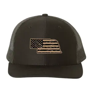 Nebraska Vegan Leather Patch Cap, Richardson 112 Trucker Hat, Nebraska Hat, Richardson Cap Leather Patch, Richardson Hat 112