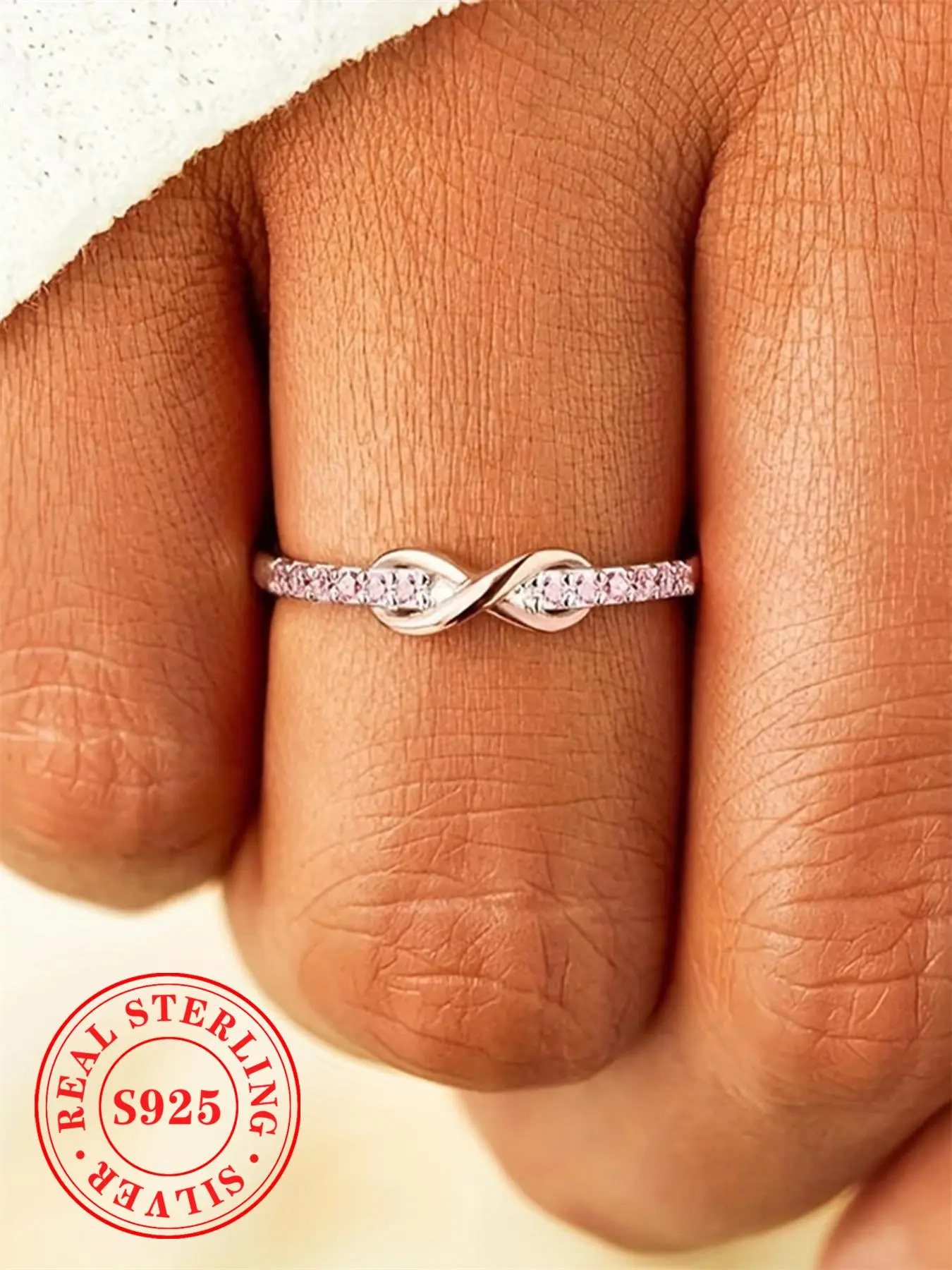 S925 Sterling Silver Fashion Infinity Symbol Design Promise Ring, Wedding Promise Rings, Wedding Promise Band, Pave Ring, Statement Rings, Unique Rings, Fashion Jewelry for Party, Daily Decor, Trendy All-match & Exquisite Jewelry for Birthday Gift