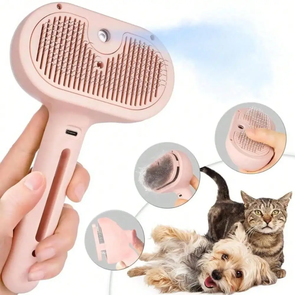 All-in-One Pet Brush: Self-Cleaning Slicker for Dogs & Cats, Lightweight for Shedding & Massaging, Gently Removes Fur for Small Pets of All Hair Types