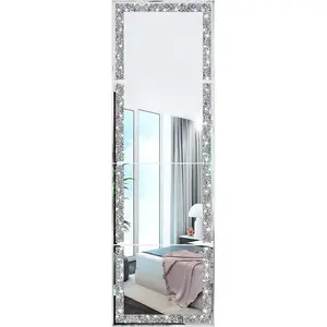 Full length mirror tilescrystal crush diamond full body wall mirror14x11 4pcs glass frameless make up mirror for home decorroom decorwall decor