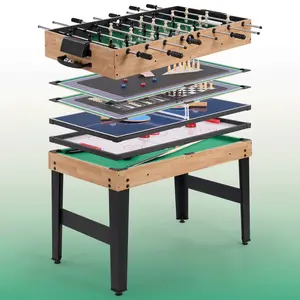 10-in-1 Foosball Table, 48" Combo Game Table - Ping Pong, Air Hockey, Pool, Soccer - All-in-One Game Table with Accessories for Indoor Outdoor Game Rooms and Family Game