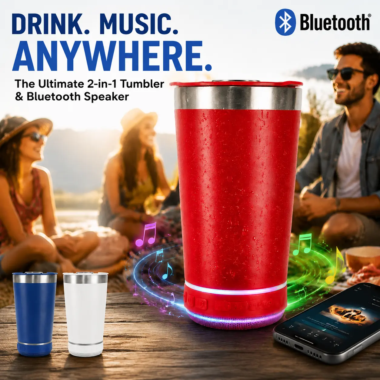Stainless Steel 16 oz Insulated Flask with Built-in Bluetooth Speaker, Rechargeable Batteries, Multi-Color LED Lights – Modern Vacuum Drinkware, Ideal Gift Idea for Kitchen Use, Flasks, 16Oz