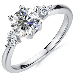 Moissanite by Cate & Chloe Sarah 1tcw Round Cut 925 Sterling Silver 18K White Gold Plated Engagement Ring