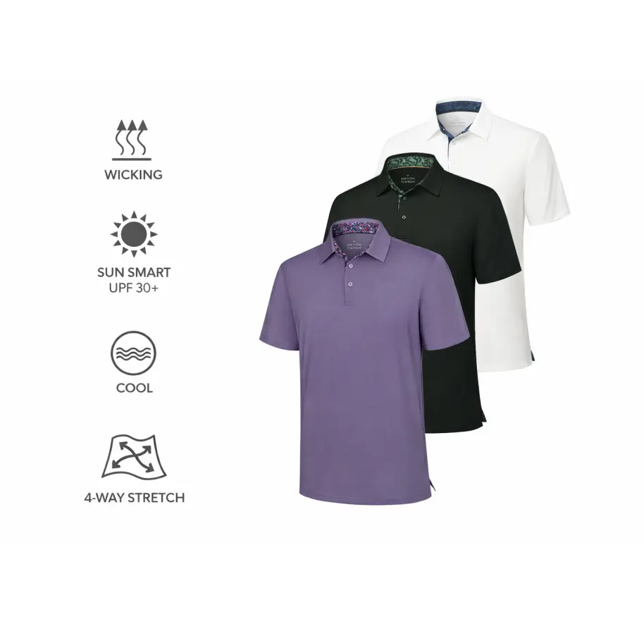 AMZPURE Men's 3-Pack Polo Shirts, Casual Short Sleeve Solid Cotton Menswear Tops, Soft Breathable Comfort Fit for Work and Golf sohochic style