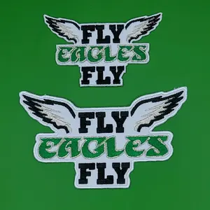 Fly Eagles Fly Embroidered Metallic Thread Iron-On Patches